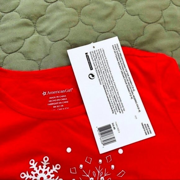 SOLD American Girl NWT Womens Red Holiday Pajama Top - Picture 5 of 10